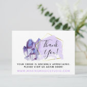 Invitation Merci Watercolor Crystals & Gold Boho Card (Debout devant)