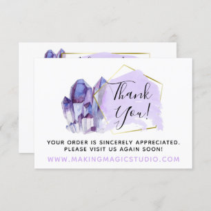 Invitation Merci Watercolor Crystals & Gold Boho Card