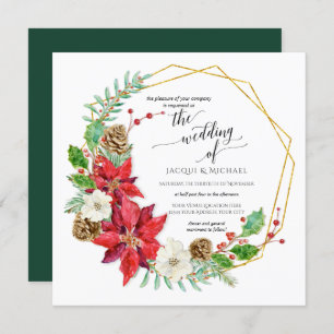 Invitation Mercredi d'hiver Aquarelle Florale Wreath  Carré