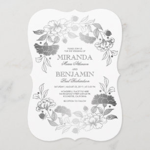 Invitation Mercredi fleuri d'argent élégant et vintage