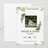 Invitation Mercredi Floral Illustré Blanc et Vert à l'aquarel (Devant / Derrière)