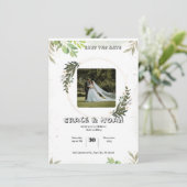 Invitation Mercredi Floral Illustré Blanc et Vert à l'aquarel (Debout devant)