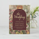 Invitation Mercredi Vintage Botanique Bourgogne Floral (Debout devant)