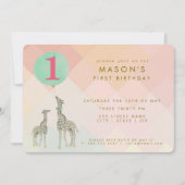 INVITATION MÈRE & BÉBÉ GIRAFFE & BALLON | ANNIVERSAIRE (Devant)
