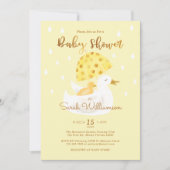 Invitation Mère & Bébé Jaune Canard Parapluie Jaune Pale Jaun (Devant)