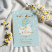 Invitation Mère & Bébé Jaune Ducky Parapluie Bleu clair