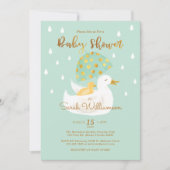 Invitation Mère & Bébé Jaune Ducky Umbrella Mint Green (Devant)