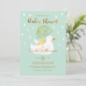 Invitation Mère & Bébé Jaune Ducky Umbrella Mint Green (Debout devant)