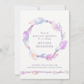 Invitation Mère bénédiction perles instructions art violet (Devant)