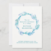 Invitation Mère bénir la plume et les perles turquoise aqua a (Devant)