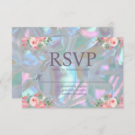 Invitation Mère de Pearl Iridescente Mariage élégant RSVP (Devant / Derrière)