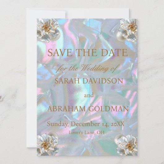 Invitation Mère de Pearl Mariage élégant Enregistrer la date (Devant)
