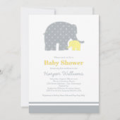 Invitation Mère Eléphant Jaune Chien gris Baby shower (Devant)