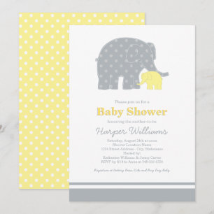 Invitation Mère Eléphant Jaune Chien gris Baby shower
