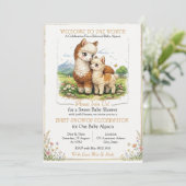 Invitation Mère et bébé alpaca adorables (Debout devant)