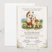 Invitation Mère et bébé alpaca adorables (Devant / Derrière)