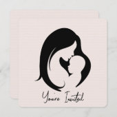 Invitation Mère et enfant dans les coeurs roses (Devant / Derrière)