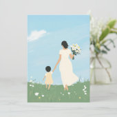 Invitation Mère et enfant dans une prairie en fleurs (Debout devant)