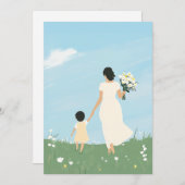 Invitation Mère et enfant dans une prairie en fleurs (Devant / Derrière)