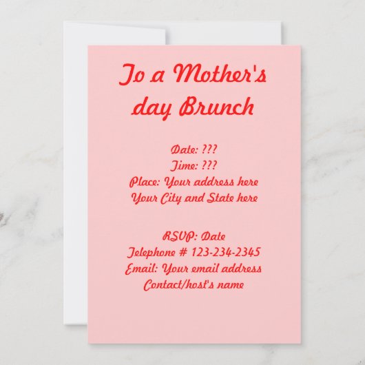 Invitation Mère et fille (Dos)