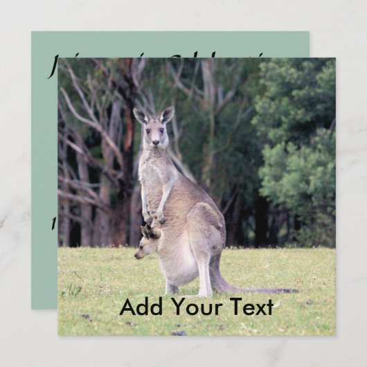Invitation Mère Kangaroo avec bébé Joey dans sa poche (Devant / Derrière)