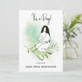 Invitation *~* Mère maman tenant bébé Feuille Baby shower gar (Debout devant)