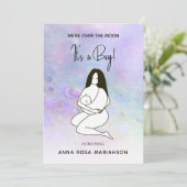 Invitation * Mère maman tenant bébé Lune Cratère Douche garço (Debout devant)