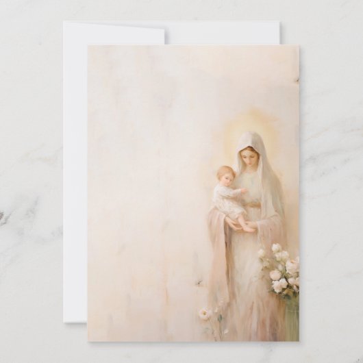 Invitation Mère Marie avec Bébé baptême (Dos)