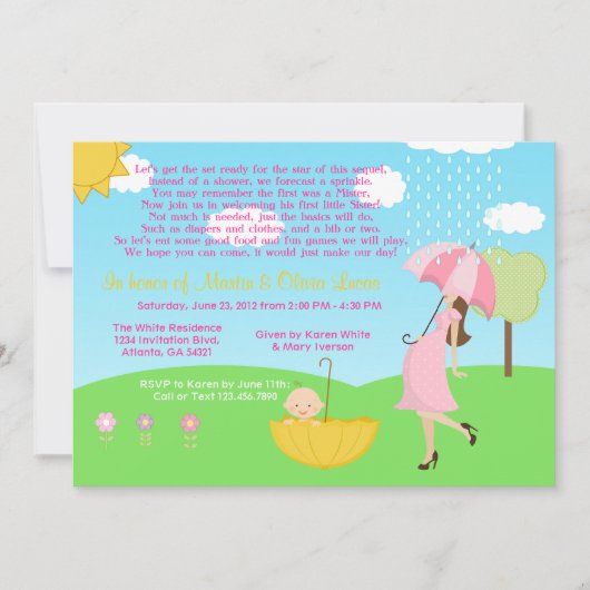 Invitation Mère moderne et bébé bébé bébé bébé saupoudré (Devant)