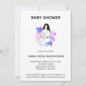 Invitation *~* Mère tenant bébé Fille Baby shower Floral (Dos)