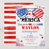Invitation 'Merica Patriotic Rouge Blanc et Bleu 2e anniversa (Devant / Derrière)