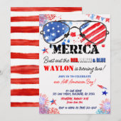 Invitation 'Merica Patriotic Rouge Blanc et Bleu 2e anniversa (Devant / Derrière)