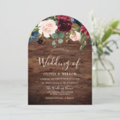 Invitation Merlot de Bourgogne Floral Rustic Arch Mariage (Debout devant)