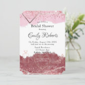 Invitation Merlot et Fête des mariées d'aquarelle rose pâle (Debout devant)