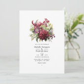 Invitation Merlot et Sage Floral Mariage d'hiver (Debout devant)