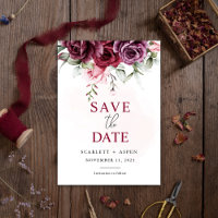 Merlot Floral Automne Mariage Sauvegarder la Date