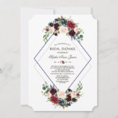 Invitation Merlot géométrique moderne Marine Fête des mariées (Devant)