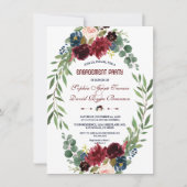 Invitation Merlot Navy Blue Florom Party (Devant)