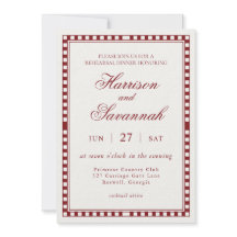 Merlot Red Harlequin Checkered Rehearsal Dinner