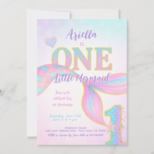 Invitation Mermaid 1er anniversaire (Devant)