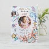 Invitation Mermaid 1er Anniversaire de la fête Photo ONE der  (Debout devant)