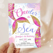 Invitation Mermaid 1er anniversaire fête fille ONE der the Se