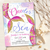 Invitation Mermaid 1er anniversaire fête fille ONE der the Se