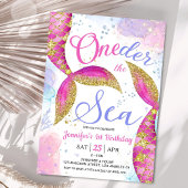 Invitation Mermaid 1er anniversaire fête fille ONE der the Se