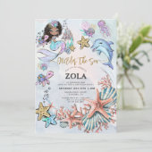 Invitation Mermaid 1er Anniversaire Fête ONE der The Sea (Debout devant)