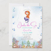 Invitation Mermaid 1er anniversaire fêté près de la mer (Devant)