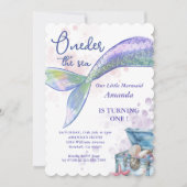 Invitation Mermaid 1er anniversaire fêté près de la mer (Devant)