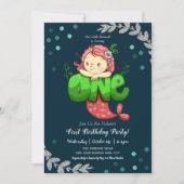 Invitation Mermaid 1er anniversaire mignon rose (Devant)