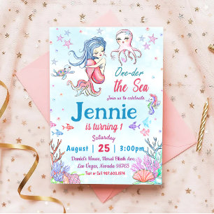 Invitation Mermaid 1er Anniversaire ONE der The Sea Party