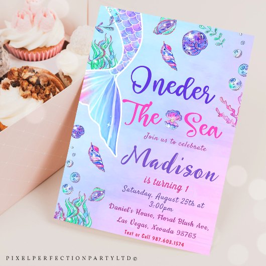Invitation Mermaid 1er anniversaire ONE der The Sea Party